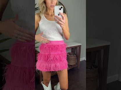 Lucy Suede Tiered feather Skirt