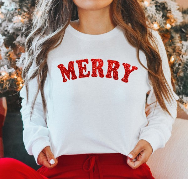 Merry Glitter Long Sleeve Tee