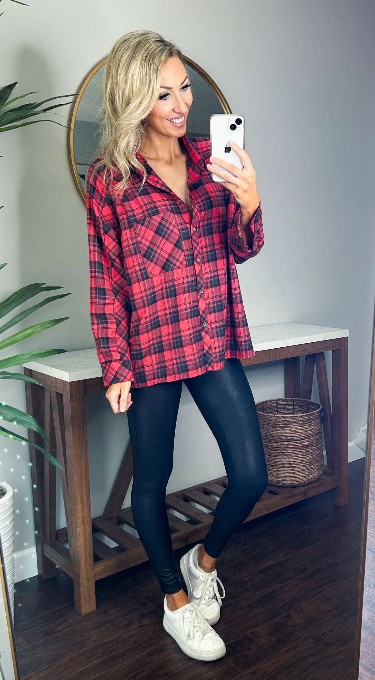 Dani Oversized Plaid Flannel Button Up Shirt