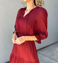 Emelina Satin Maxi Dress (Burgundy)