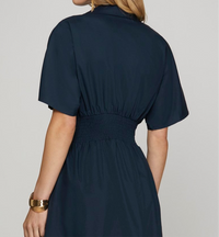 Clara Poplin Pleated Shirt Midi Dress