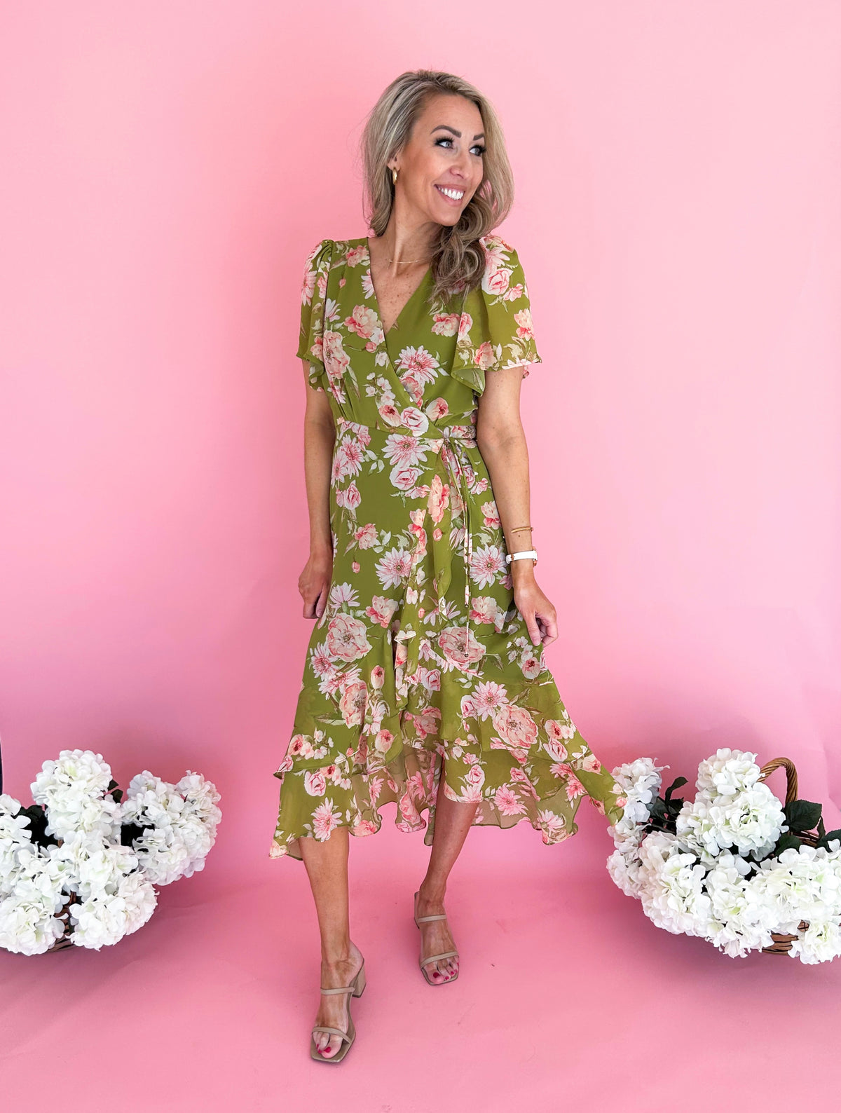 Calise Floral Wrap Midi Dress Calise Floral Wrap Midi Dress