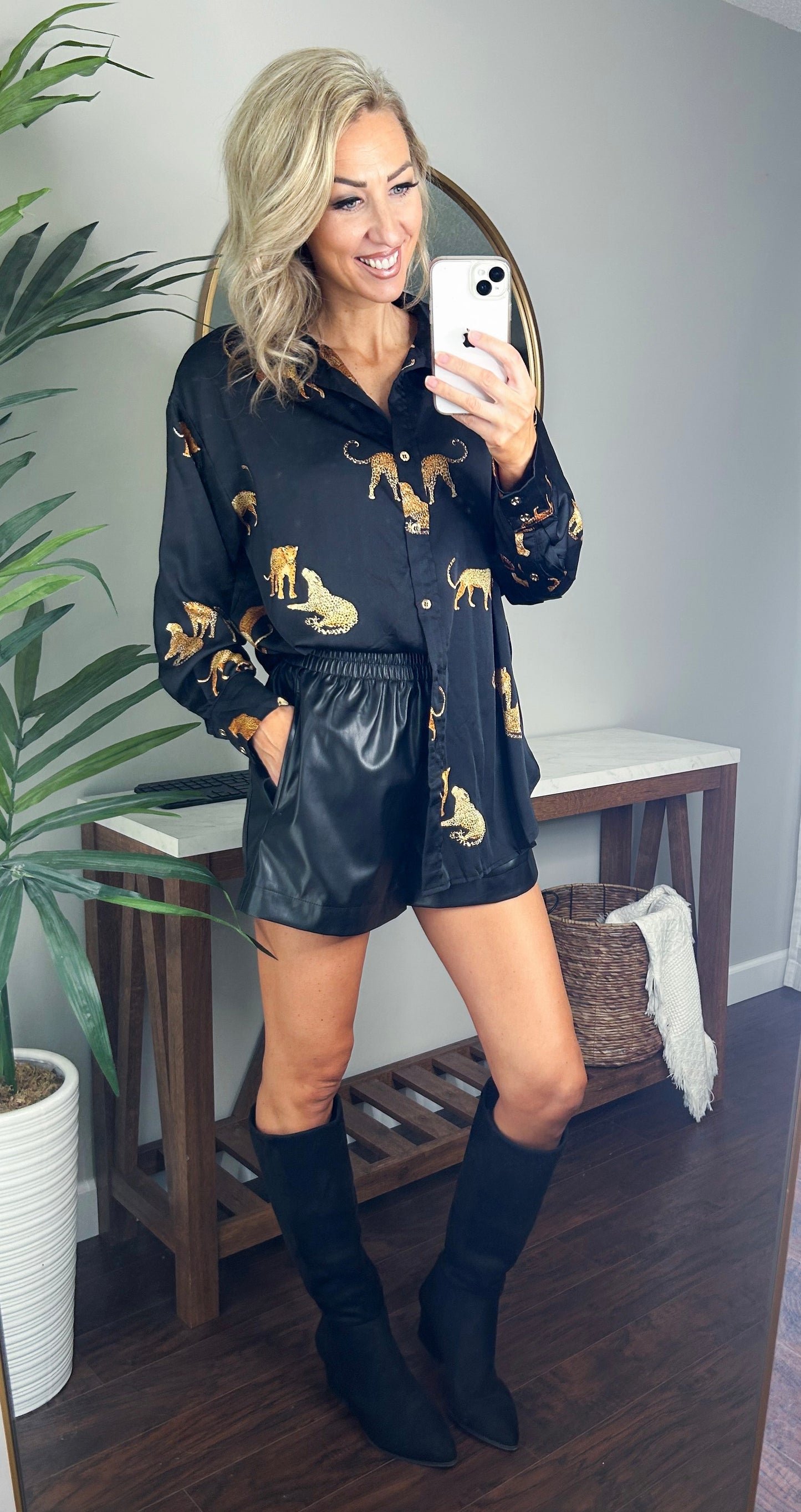 Lorenza Leopard Oversized Button Up Top