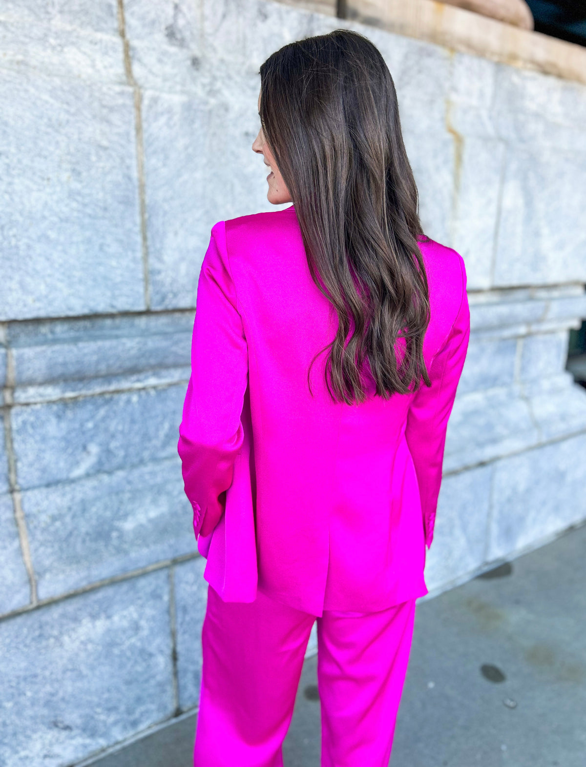 My Moment Lined Satin Blazer (Magenta)