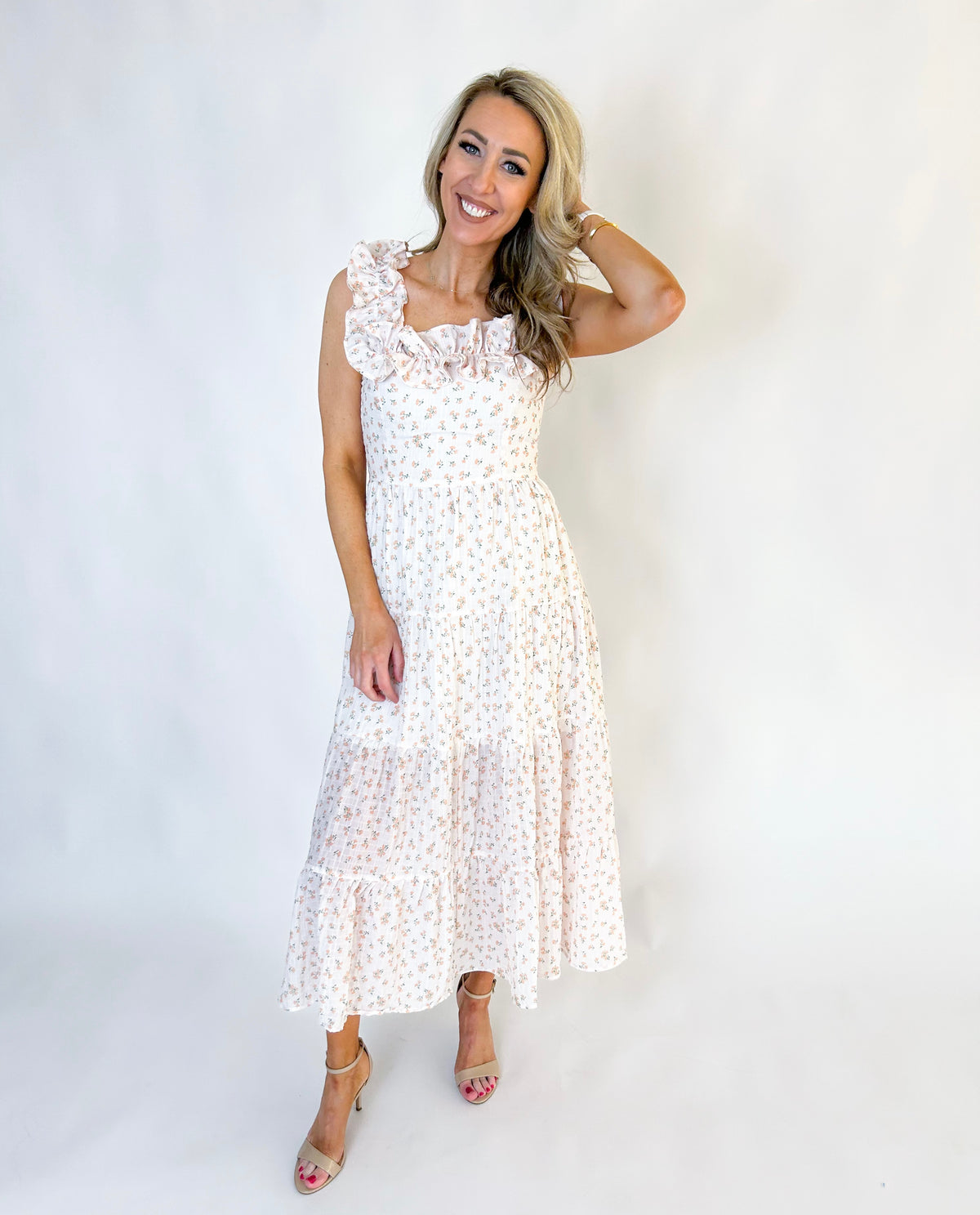 Emory Floral Ruffle Sleeve Maxi Dress