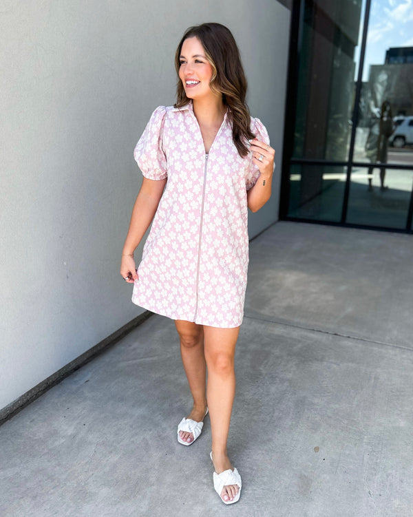 Dallie Flower Stretch Zip Up Dress