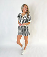 Kennedy Button Down Striped Romper