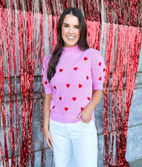 Heart Short Sleeve Sweater Top