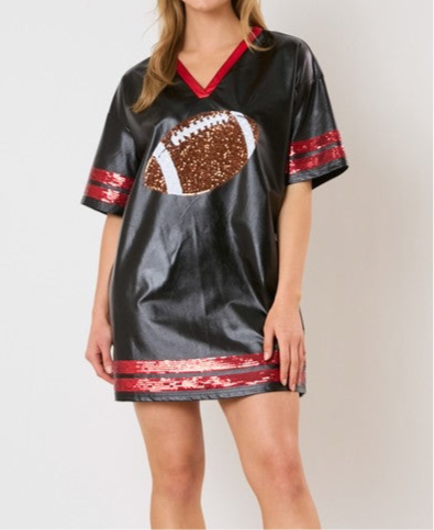 sequin football jersey dress Game Time Faux Leather Stretch Sequin Football Very Oversized Dress