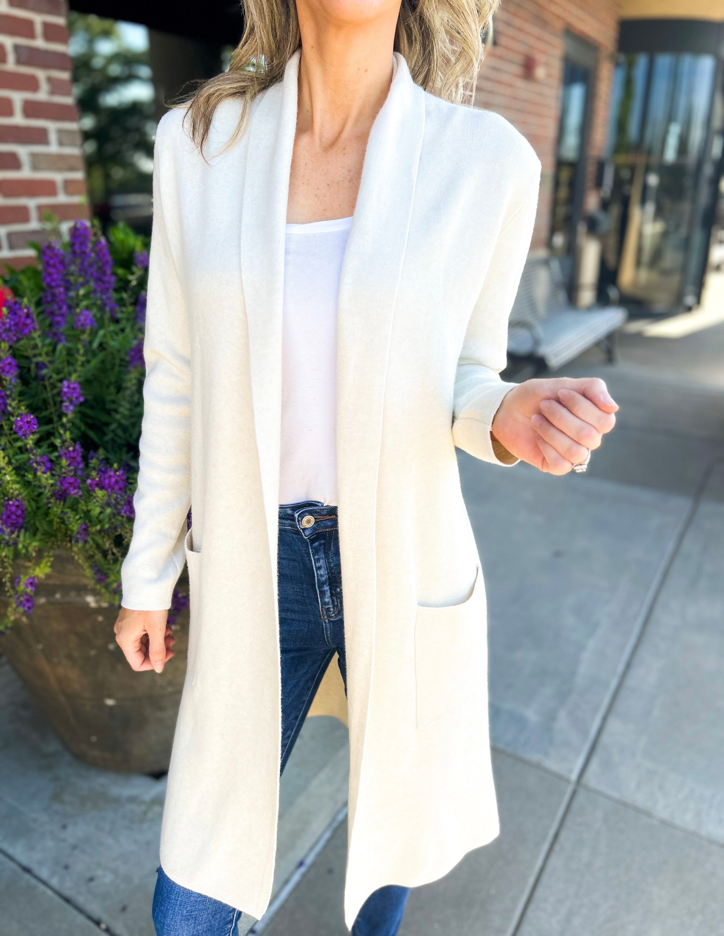 Cream long cardigan sweater best sale