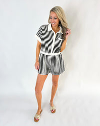 Kennedy Button Down Striped Romper