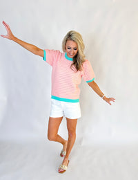 Chelsi Contrasting Colors Holey Sweater