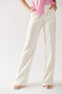 Harlynn High Elastic Waist Wide Leg Pants (Off White)