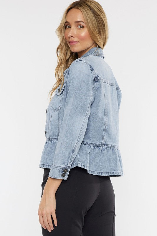 Mia Peplum Denim Jacket (KanCan)