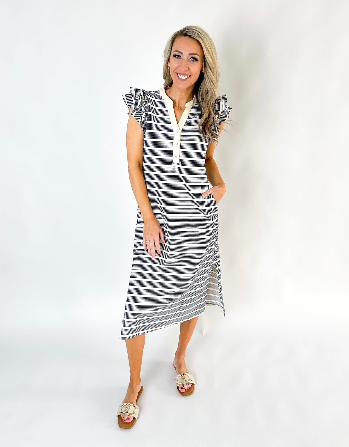 Ayla Striped Midi Dress