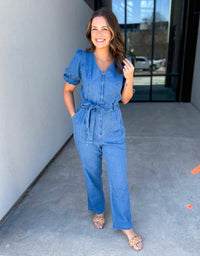 Tara Stretch Denim Jumpsuit