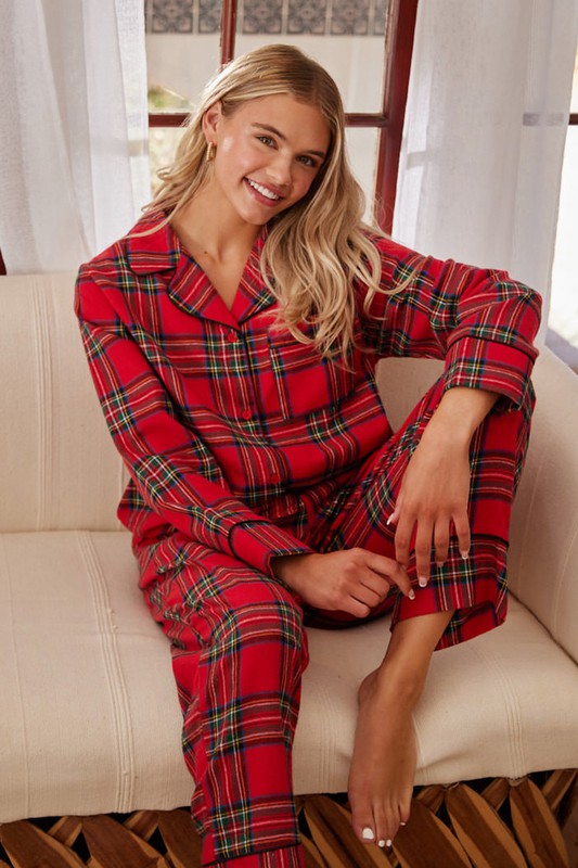 Deck The Halls Plaid Pajama Top/Pants Set