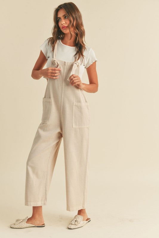 Evy Denim Overalls (Oatmeal)