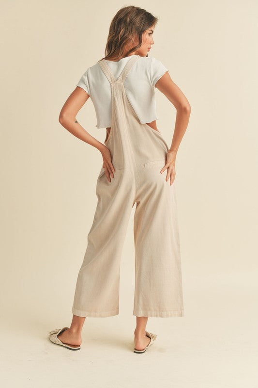 Evy Denim Overalls (Oatmeal)