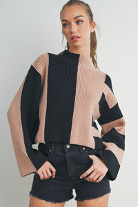 Tori Color Block Cropped Sweater