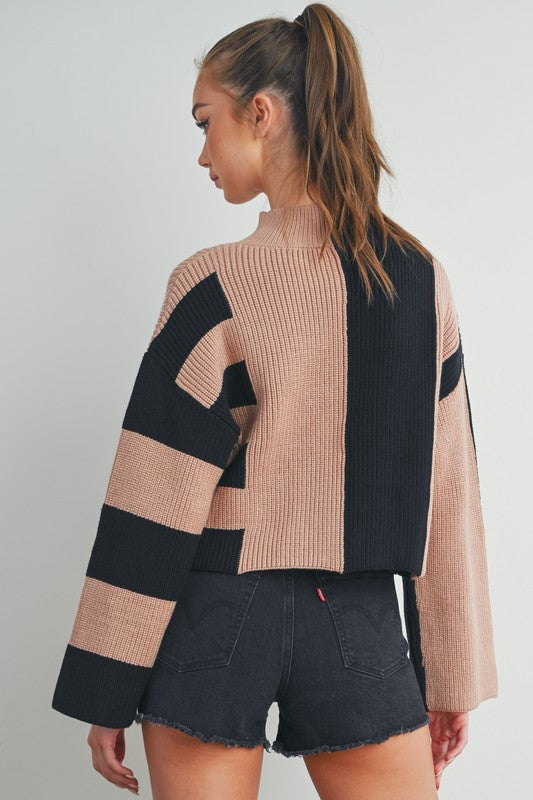 Tori Color Block Cropped Sweater