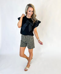 Jinnie Leopard Stretch Jean Shorts