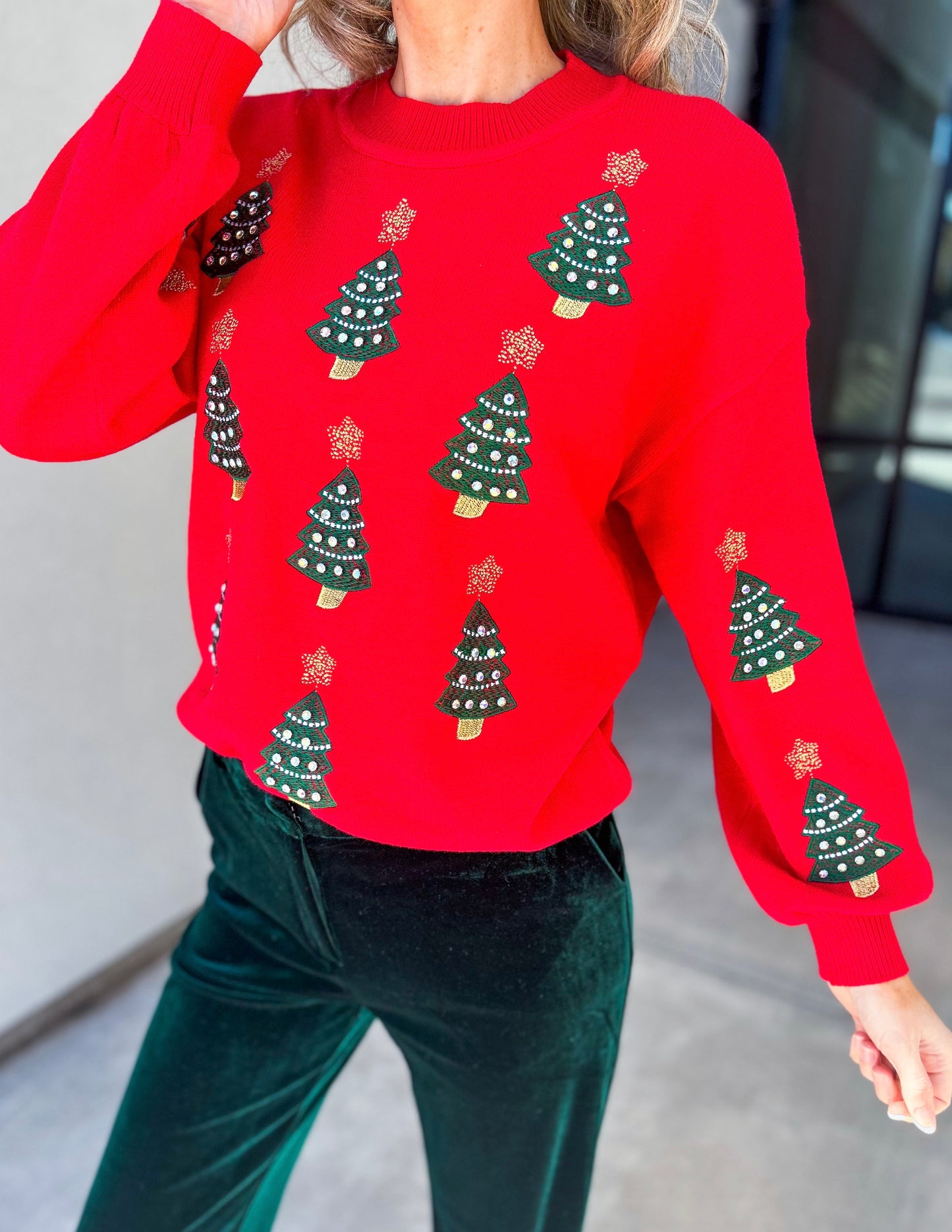 Jewel Christmas Tree Sweater