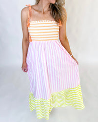 Sherbet Colored Stripe Maxi Dress