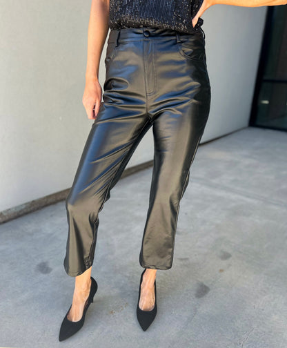 Andra Faux Leather Straight Leg Pants