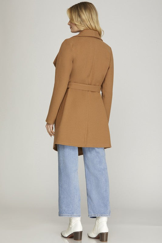 Camel coat tie waist on sale