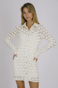 Ashlyn Monochromatic Embroidered Crochet Flower Dress