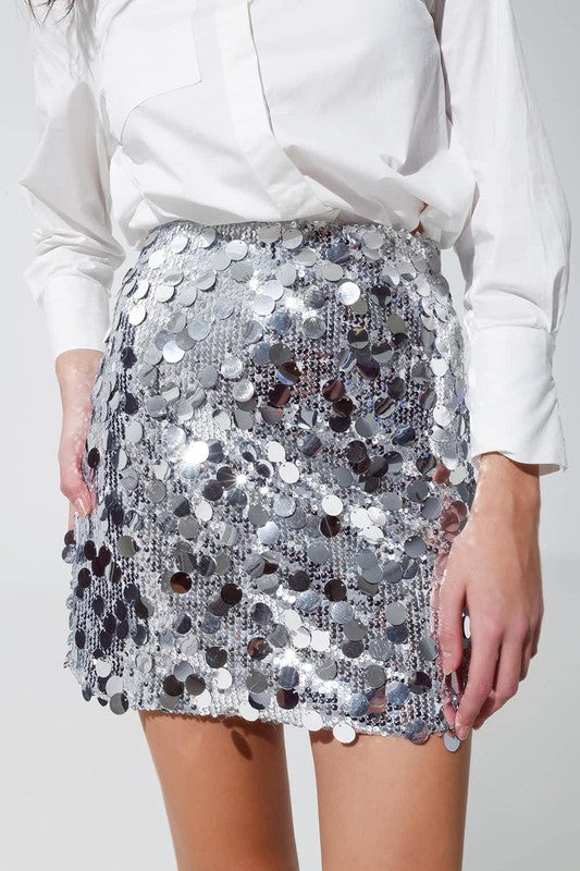 Zorro Silver Big Sequin Skirt