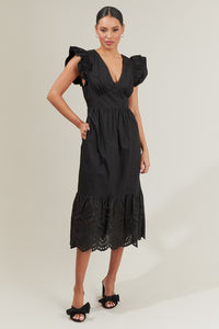 Zayla Poplin Eyelet Midi Dress