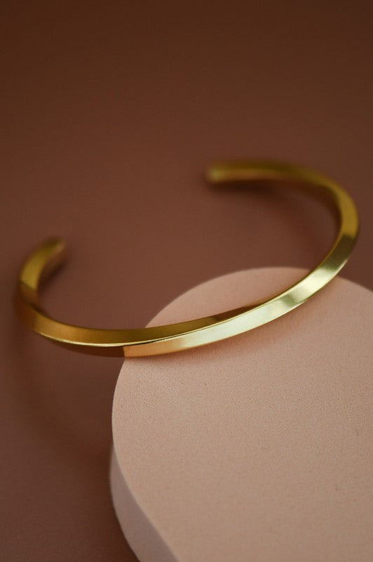 Twisted Gold Stainless Steel Cuff Bracelet