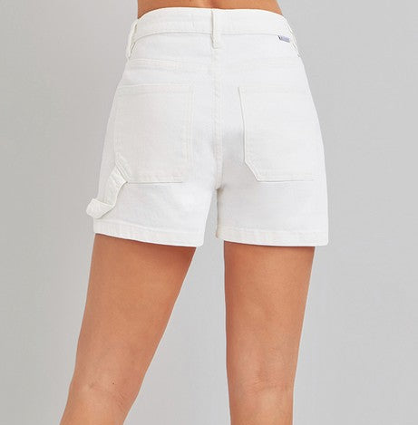 RISEN Bella High Rise Denim Shorts (White)