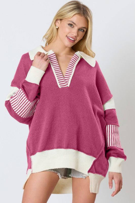 Caitlyn Split Neck Oversized Sweater