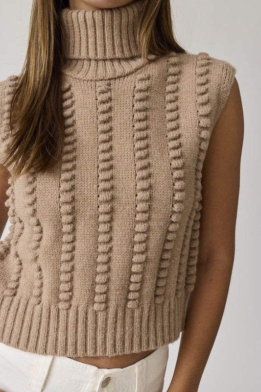 Willow Turtle Neck Textured Sleeveless Sweater