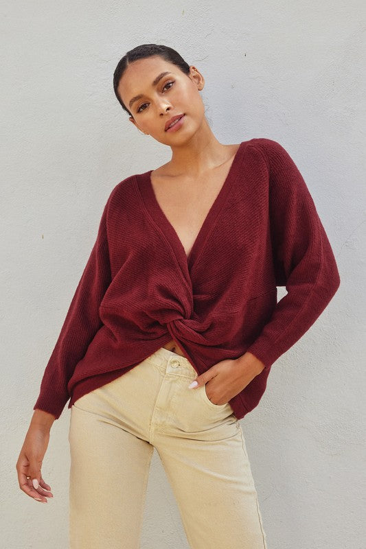 Twist Convertible Sweater (Sangria)