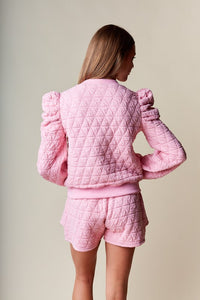 Esther Quilted Puff Sleeve Sweater and Skort Set