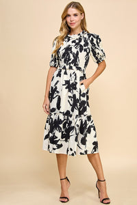 Carmella Smocked Floral Midi Dress