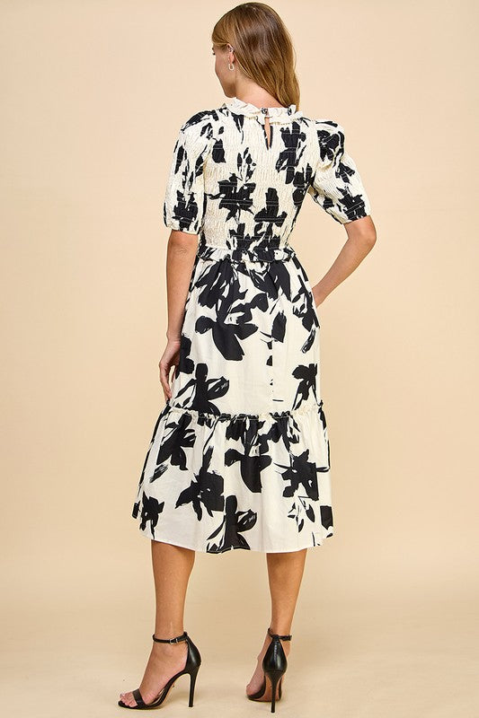 Carmella Smocked Floral Midi Dress