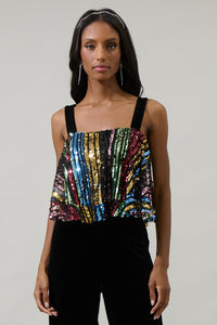 Jaen Striped  Sequin Tank Top