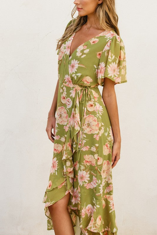 Calise Floral Wrap Midi Dress Nova Lee Boutique Calise Floral Wrap Midi Dress Nova Lee Boutique