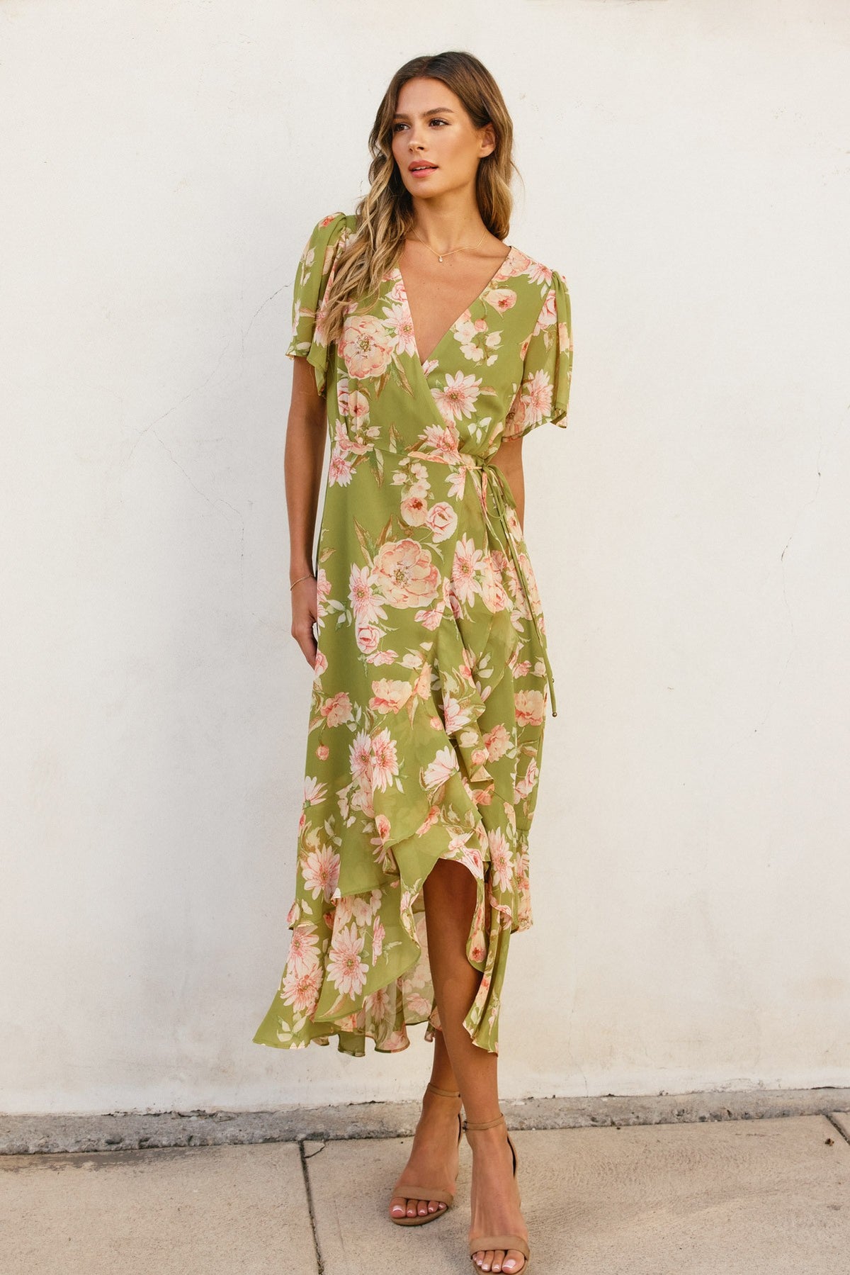 Calise Floral Wrap Midi Dress Nova Lee Boutique Calise Floral Wrap Midi Dress Nova Lee Boutique