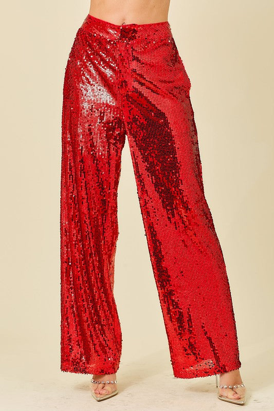 Tessy Straight Leg Sequin Pants