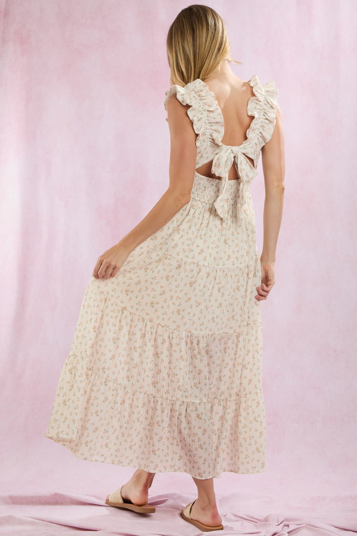 Emory Floral Ruffle Sleeve Maxi Dress