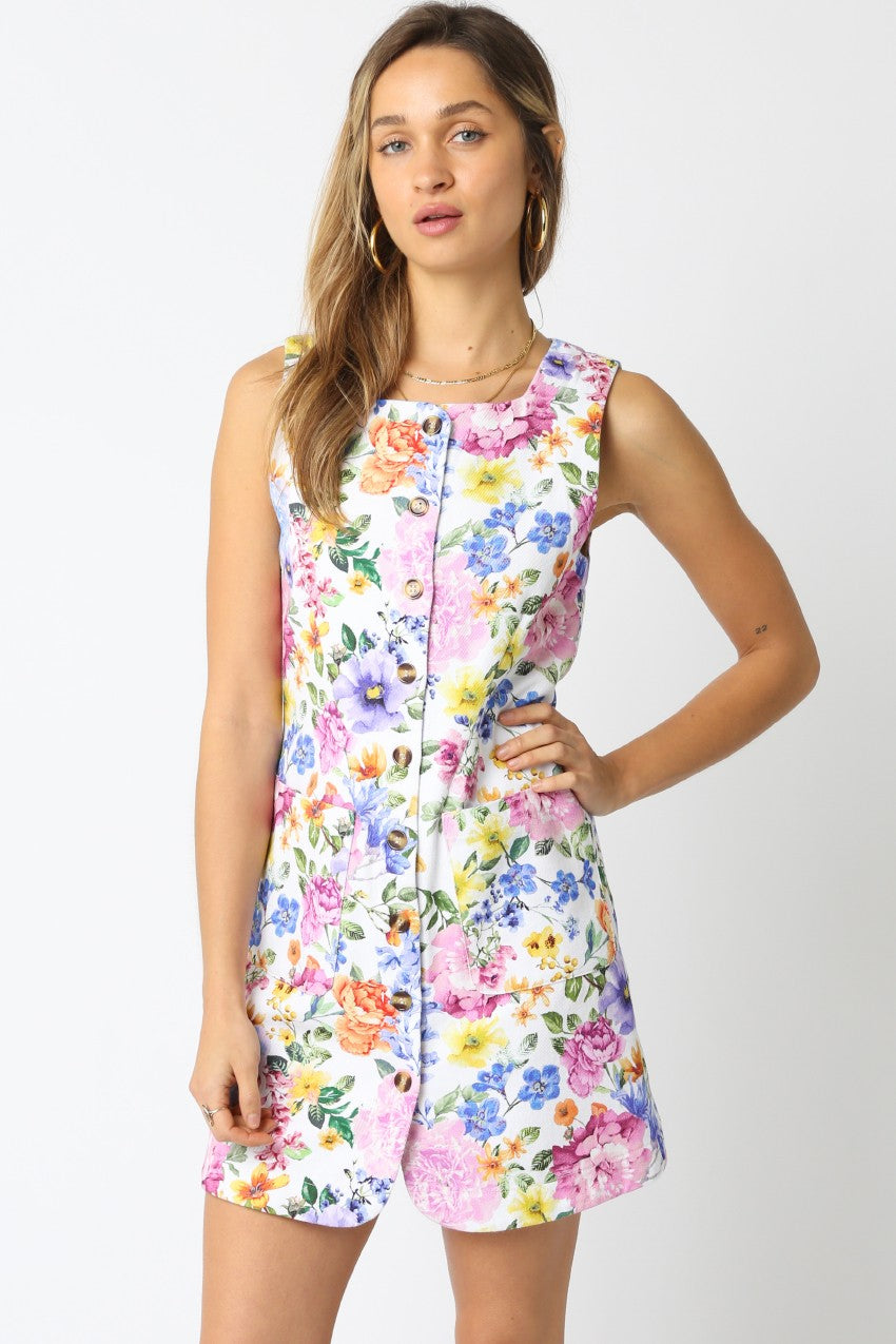 Dahlila Floral Denim Dress