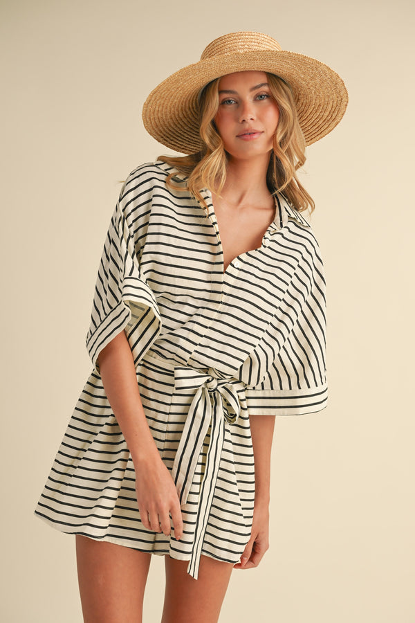 Ava Striped Very Oversized Romper/Cover Up