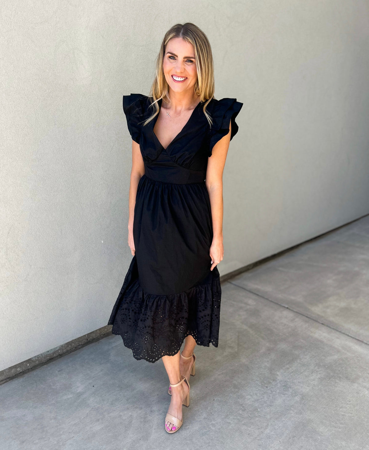 Zayla Poplin Eyelet Midi Dress Zayla Poplin Eyelet Midi Dress