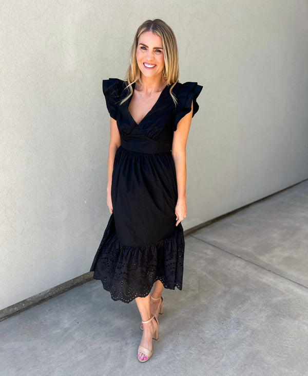 Zayla Poplin Eyelet Midi Dress